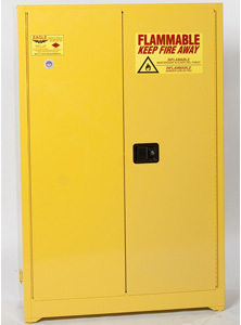 Flammable solvent storage cabinet