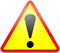 Caution icon: exclamation point within a yellow triangle
