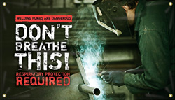 Welding fume safety banners