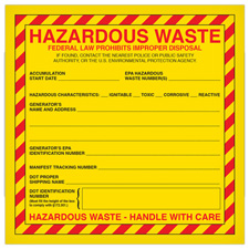 Federal hazardous waste label