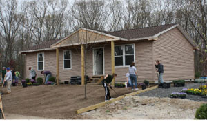 A Habitat house under construction