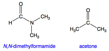 chemical structures of N,N-dimethylformamide and acetone