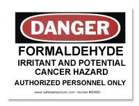 formaldehyde DANGER label