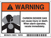Warning: Carbon Dioxide gas alarm system sign