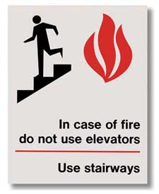 In case of fire use stairs sign