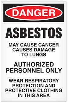 OSHA DANGER Asbestos Signs, Paper, 100/pkg