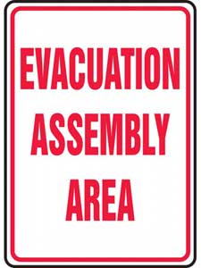 Jumbo evacuation assembly area sign