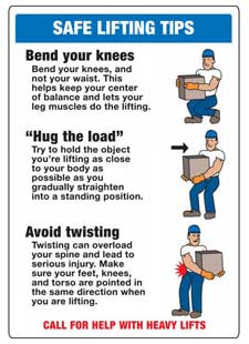 Safe lifting techniques sign