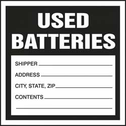 used batteries hazardous waste label