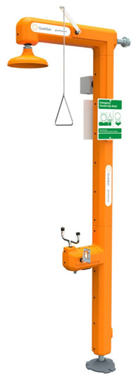 Heat-traced eye wash and shower safety station